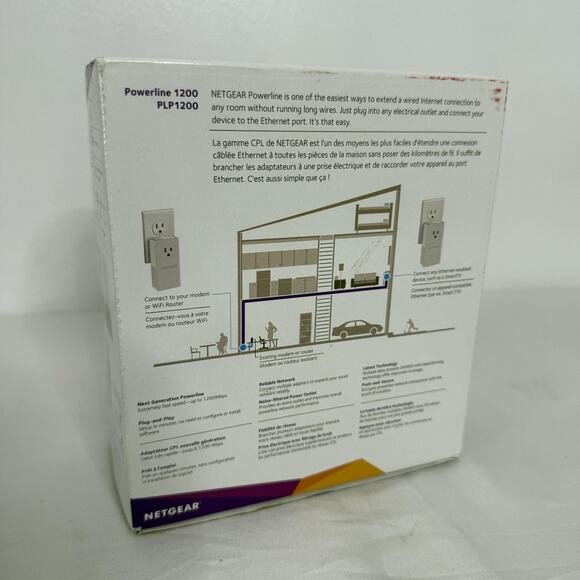 NETGEAR Powerline 1200 PLP1200 Gigabit Ethernet Adapter 2 Pack Extra Outlet - Picture 4 of 5